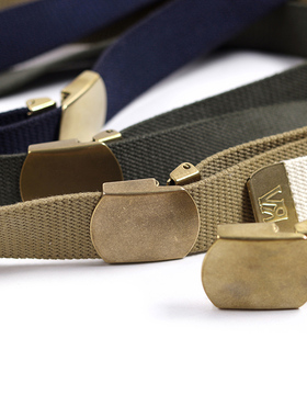 国棉壹厂复刻3523厂制式全棉帆布黄铜头腰带古法双层织帆布裤带