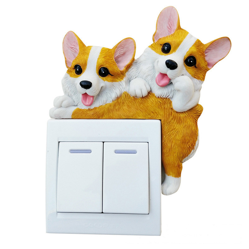 墙壁开关装饰贴电灯插座面板保护套现代简约柯基狗1186型遮挡家用,家居饰品,开关贴,淘宝优惠券,粉丝福利购,淘宝优惠卷