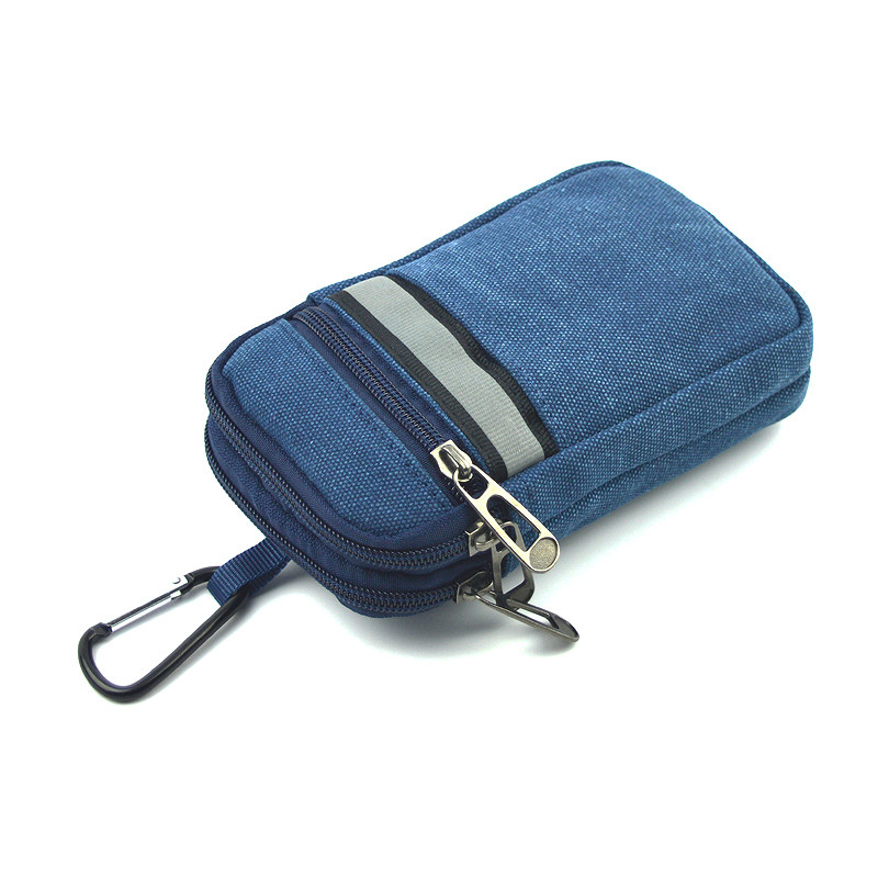 新款手机包男士穿皮带腰包厚帆布手机袋多功能运动迷你散步小挂包