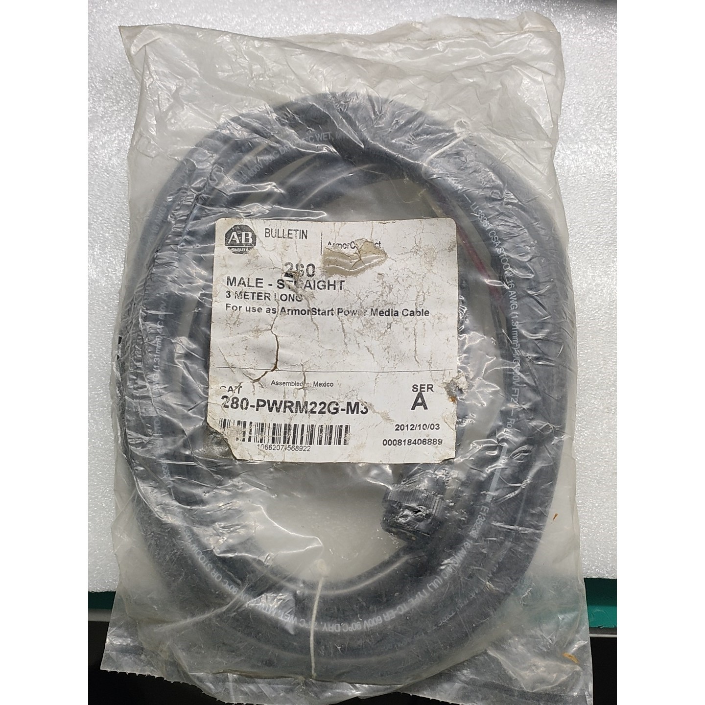 AB280-PWRM22G-M3电源线,3米长,适用议价产品