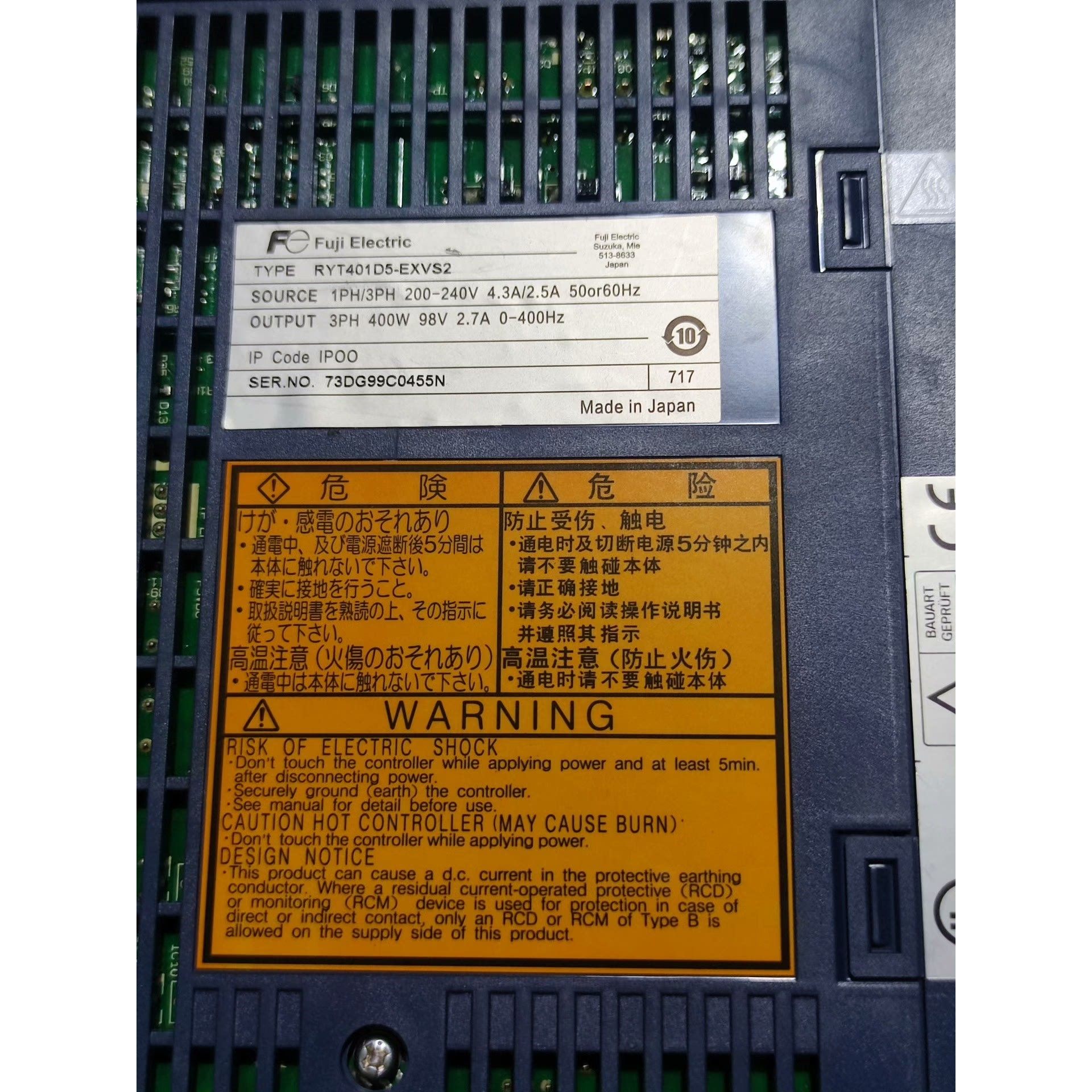 伺服驱动器RYT401D5-EXVS2,日本原装,件议价产品