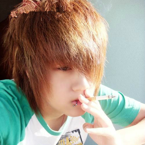 懿信94斜刘海高温丝长直发长鬓角非主流假发男非主流帅气韩版假发