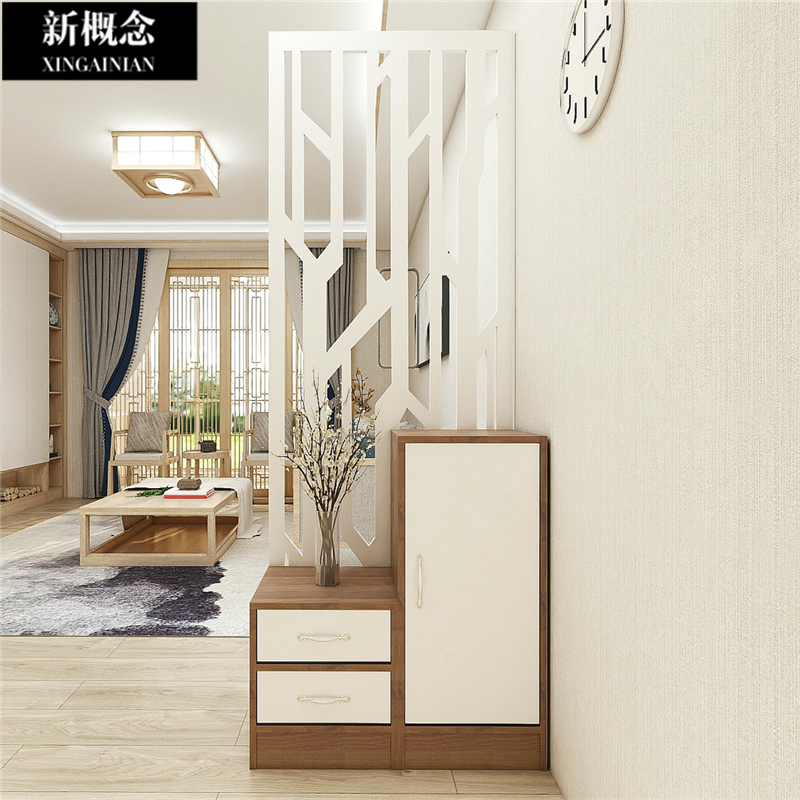 入户玄关柜隔断进门客厅屏风简约现代装饰转角门厅鞋柜一体定制_虎窝淘
