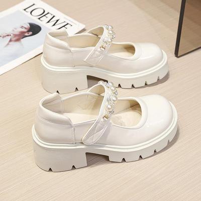 玛丽珍婚鞋松糕鞋白色厚底小皮鞋