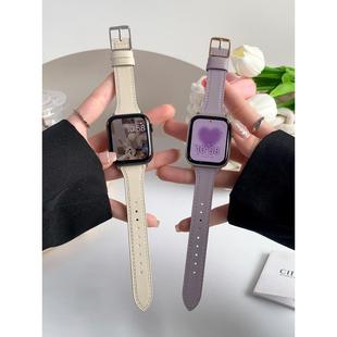 真皮表带s9细款 小蛮腰适用Apple苹果S11iwatchSE10Ultra865手表带