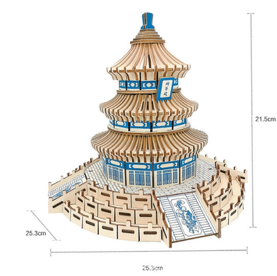 3D立体拼图天坛祈年殿模型木质立体拼图玩具古风拼装激光切割升级