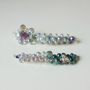 轻奢高品质水晶一字拜拜夹边夹墨绿色