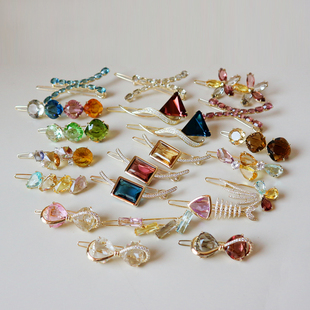 高品质彩色水晶青蛙扣一字弹夹发夹边夹（全场任意两件包邮）