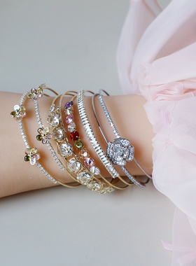 轻奢高品质日常甜美彩色花朵蝴蝶手链手镯