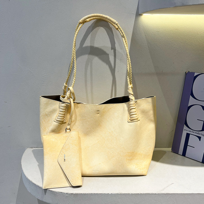 大容量软皮托特包慵懒风单肩包