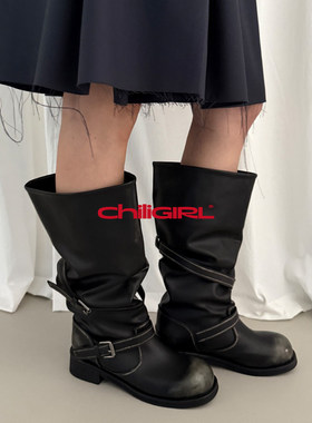 CHILIGIRL韩版高筒靴皮带扣