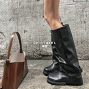CHILIGIRL韩国东大门代购MAYMAY同款气质百搭中阔筒女神袜靴靴子