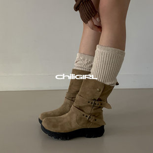 CHILIGIRL 韩国厚底女靴皮带扣两穿甜酷马丁靴子美拉德巨好看短靴