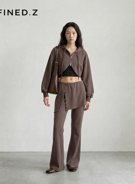 Defined.Z/ZD [茧序] 26春 砂洗做旧微弹修身长裤亲肤感微喇裙裤