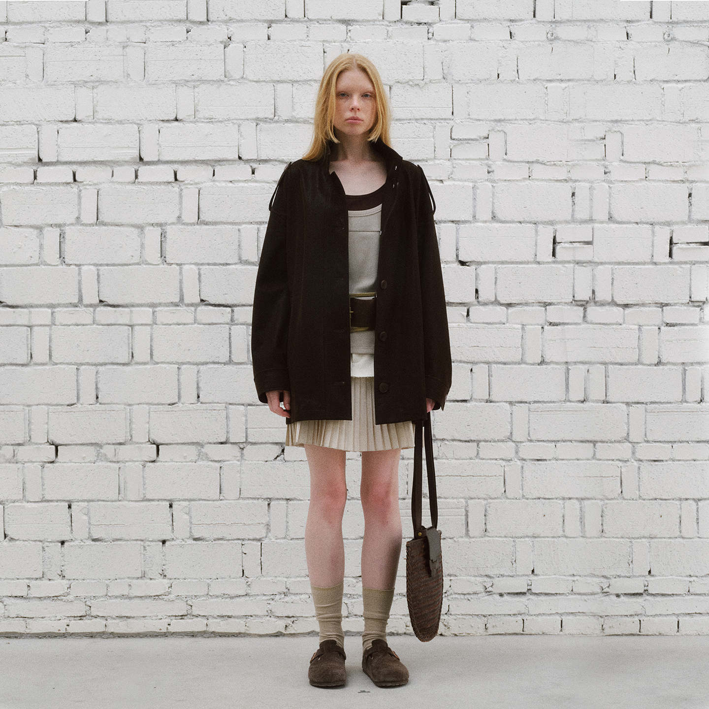 「.e1」翻毛短绒麂皮工装外套