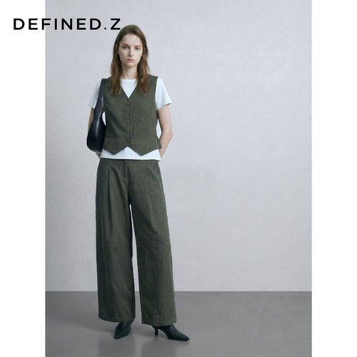 Defined.Z/ZD [茧序] 26春 老钱风套装斜纹V领短款修身气质马甲