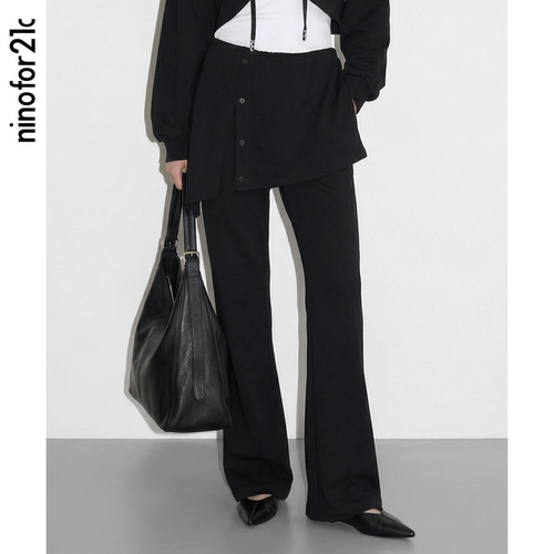 ninofor21C [茧序] 26春 砂洗做旧微弹修身长裤亲肤感微喇裙裤