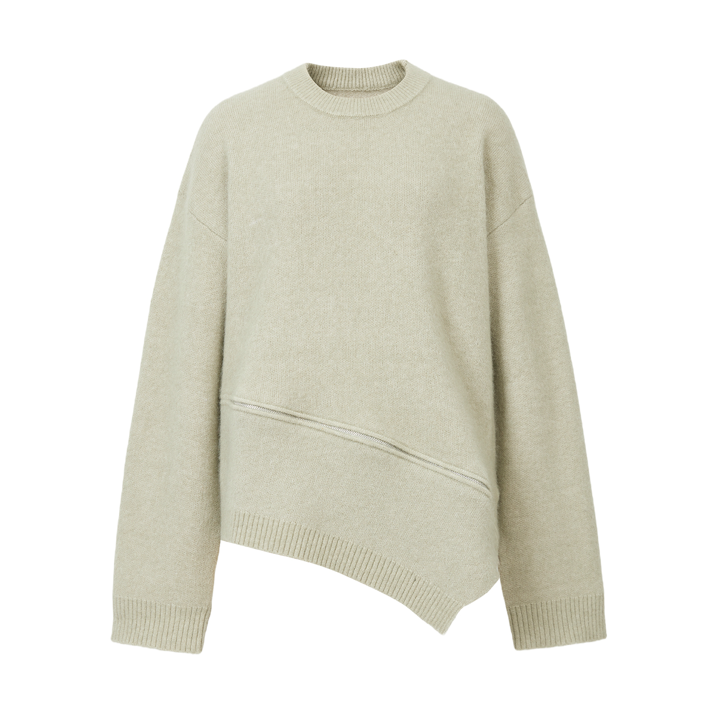 ELE1设计师品牌 25秋冬 圆领金属拉链解构毛衣绒感宽松慵懒上衣