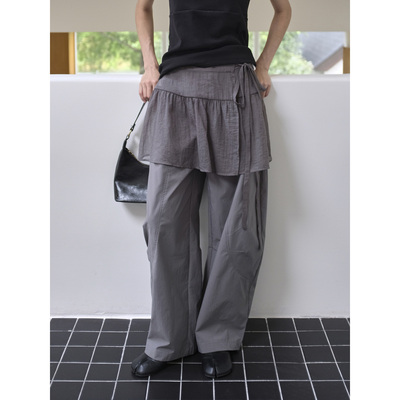 ELE1设计师品牌纱裙拼接阔腿裤