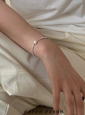 纯银施家珍珠碎银几两手链女