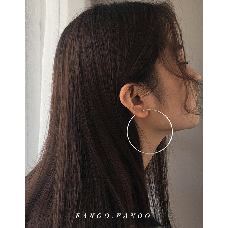 925纯银大圆圈圈耳环素圈女夸张欧美风高级感耳钉简约耳扣耳饰