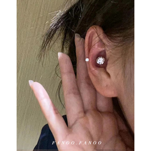 通体纯银耳蜗钉耳骨钉螺丝拧扣