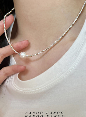 爆闪碎银子珍珠项链锁骨链