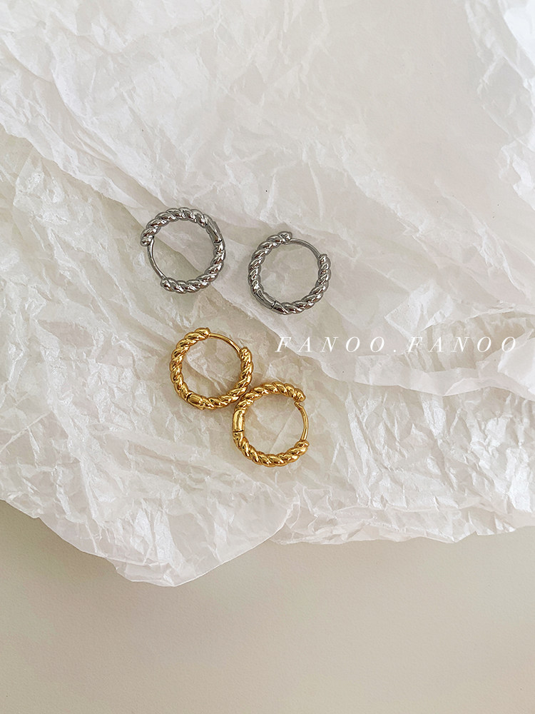 法式复古ins小众设计感纯银925麻花圆圈圈耳环女耳圈秋冬新品耳饰