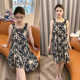 印花宽松显瘦简约高级复古家居服 冰丝睡裙女网红洋气时尚 夏季 新款