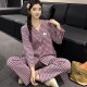 家居服套装 2025秋冬磨毛格子睡衣女德绒保暖舒适Hello Kitty开衫