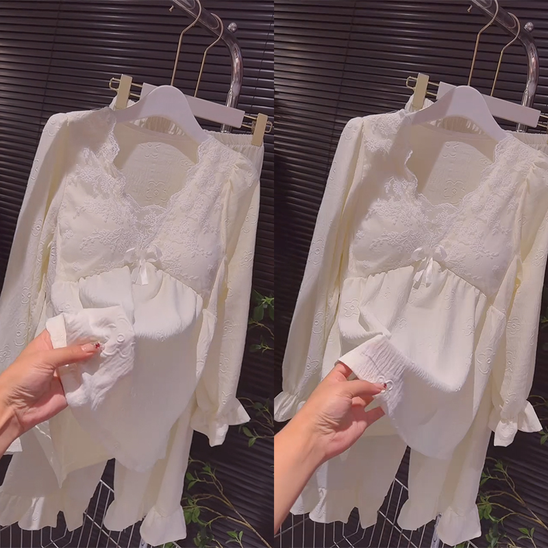 秋季新款韩版公主风纯欲睡衣女法式少女减龄甜美休闲家居服套装