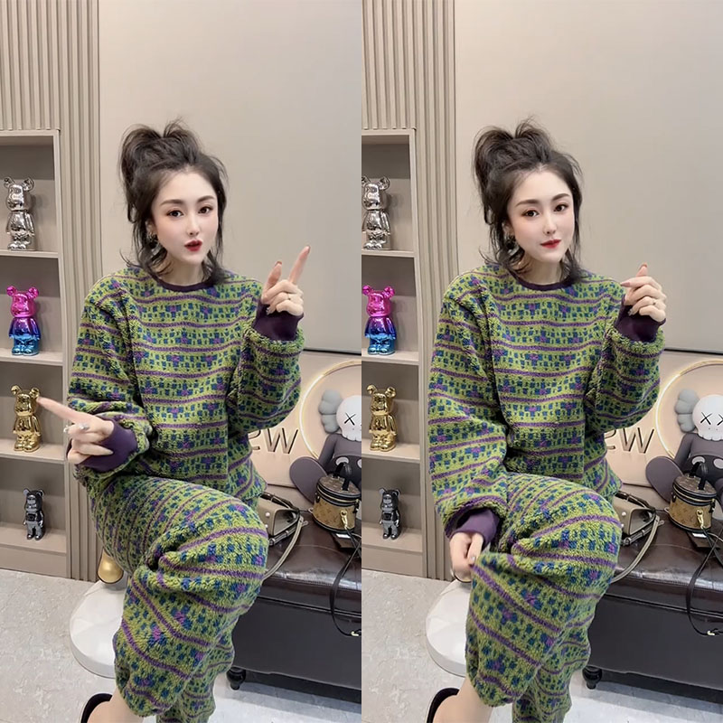 睡衣女秋冬款2024新款网红洋气珊瑚绒休闲宽松高级感家居服套装