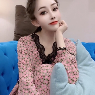 睡衣套装 2024春夏新款 七分袖 时尚 蕾丝家居服睡衣两件套 家居服套装