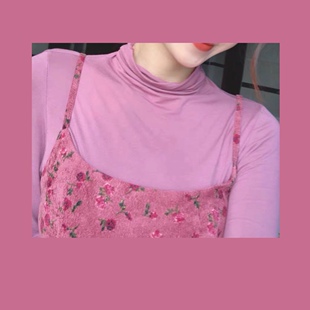 薄款 堆堆领打底衫 黑色高领T 显白温柔黄色紫色长袖 晚时光秒杀