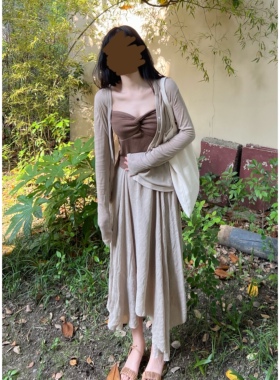 晚时光5.4 禅意裙\松紧腰棉麻裙夏季长裙女法式气质纯色裙子