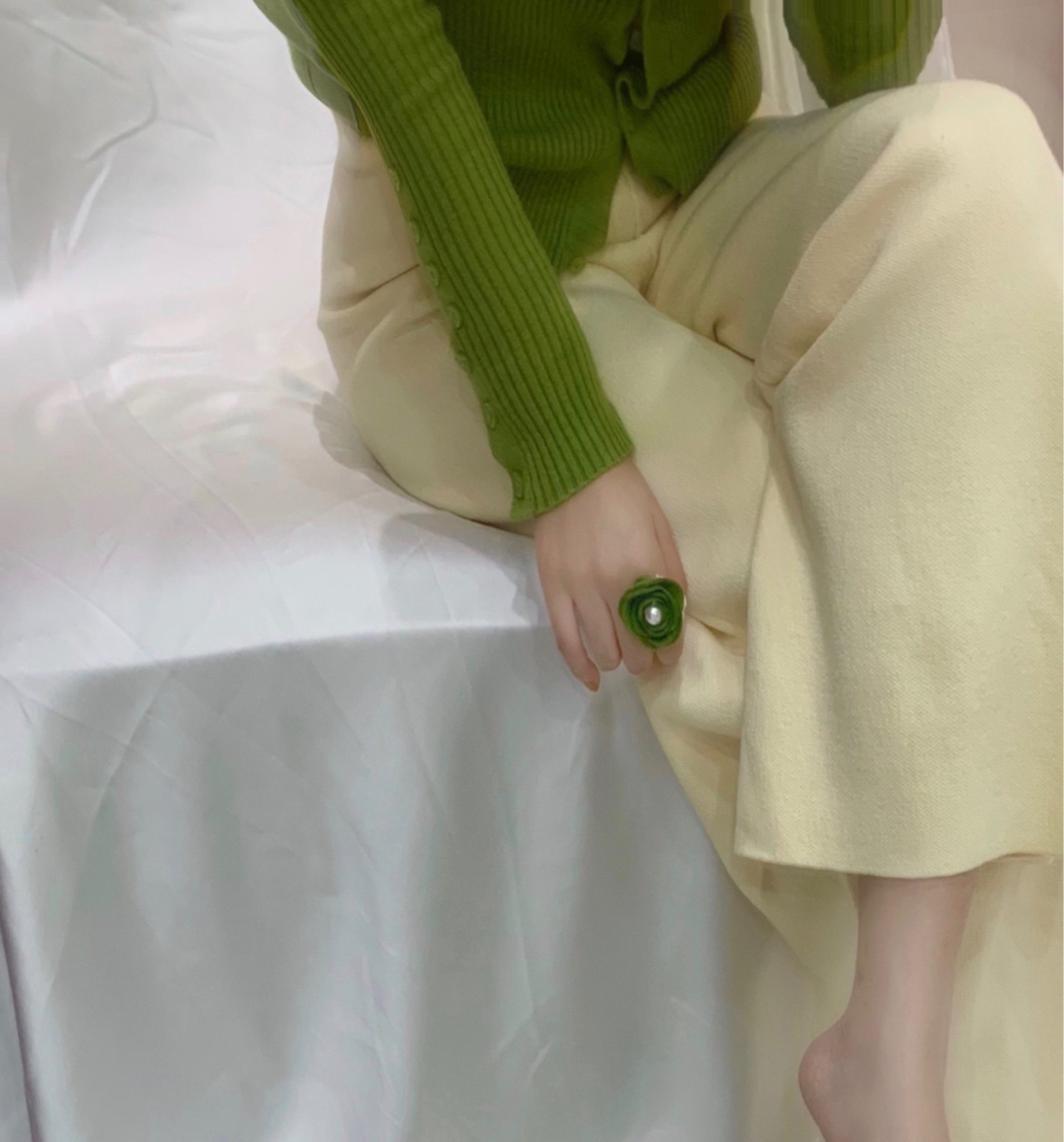 晚时光 福袋回馈价手工自制布艺玫瑰花戒指 复古温柔名媛显白戒指