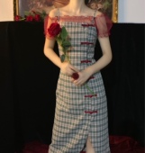 晚时光 秒杀 改良旗袍连衣裙国风少女复古盘扣吊带裙格纹中长裙