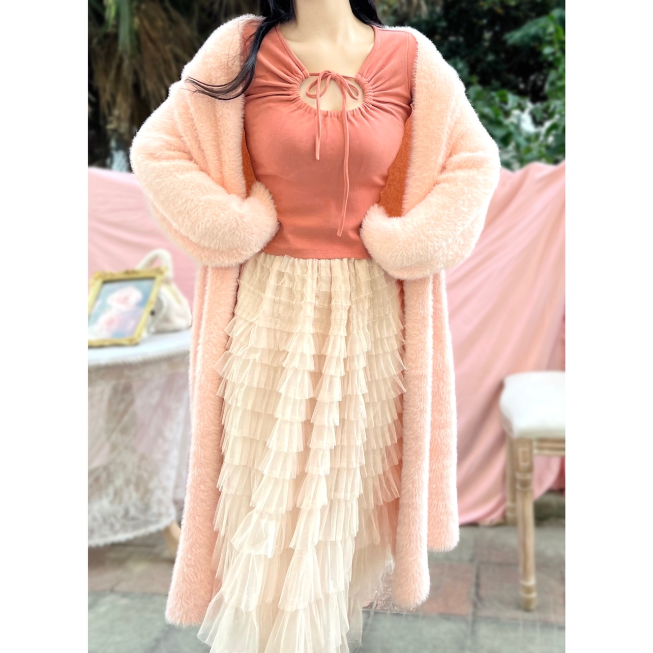 【秒杀回馈】加厚磨毛绒性感抽绳长袖修身打底衫 多色显白上衣t恤