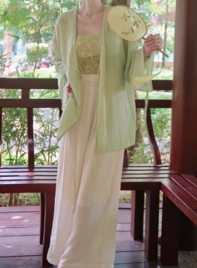 晚时光【秒杀】改良汉元素汉服日常国风套装纯欲风开衫薄款三件套