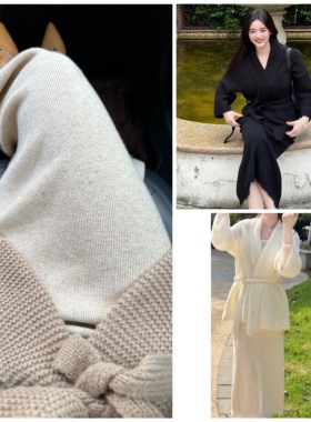 晚时光 8.23 秋季新品高腰针织半身裙 流苏开叉显瘦中长裙女