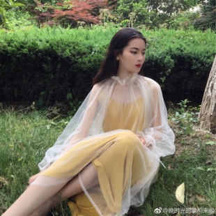 晚时光秒杀 售完无 度假旅游chao显白舒适黄色宽松吊带裙