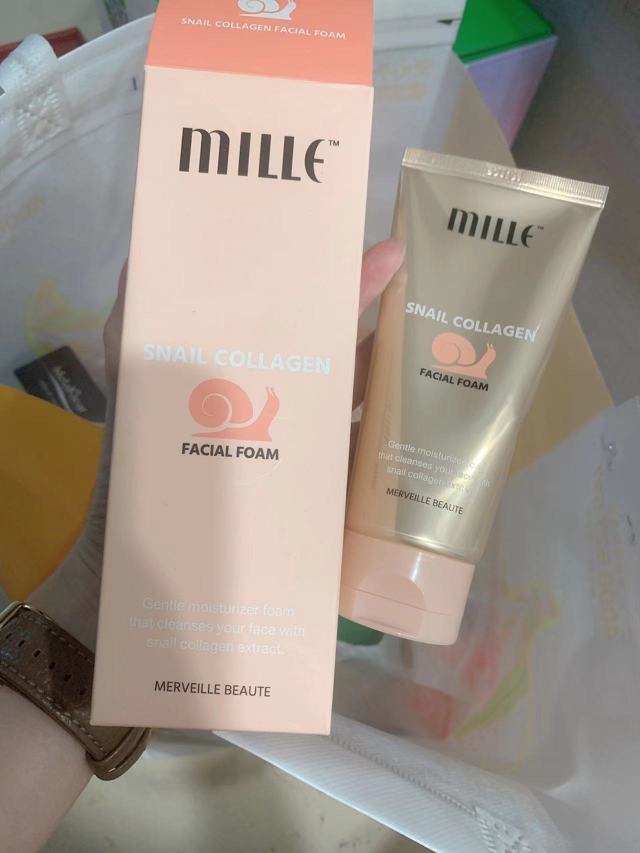 现货到！泰国正品迷乐美丽MILLE蜗牛保湿洁面洗面奶干皮敏敏皮