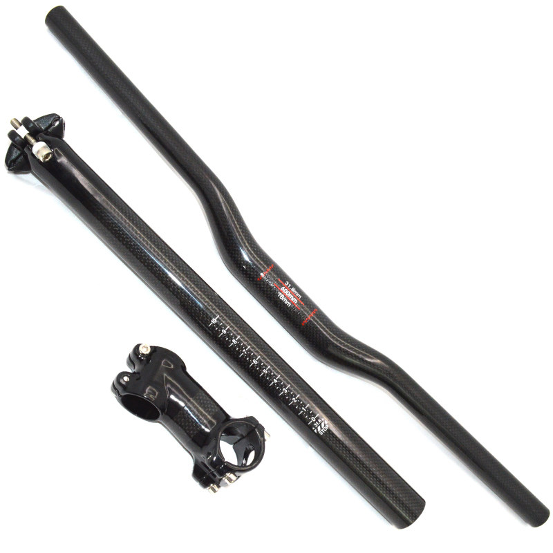 无标碳纤维山地自行车燕把直把横把一字把双钉坐管把立管改装减重