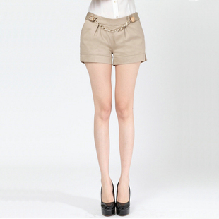 热裤 显瘦短裤 女 嘉M棉质金属链条OL通勤优雅百搭修身 5折品牌撤柜