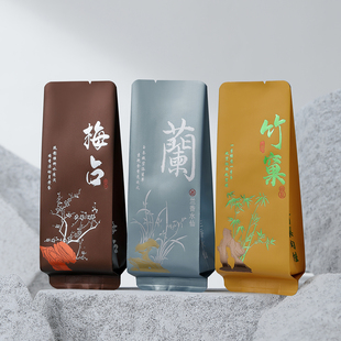 武夷岩茶竹窠肉桂兰香水仙梅占三色烫金公版小泡袋长款15cm国风系