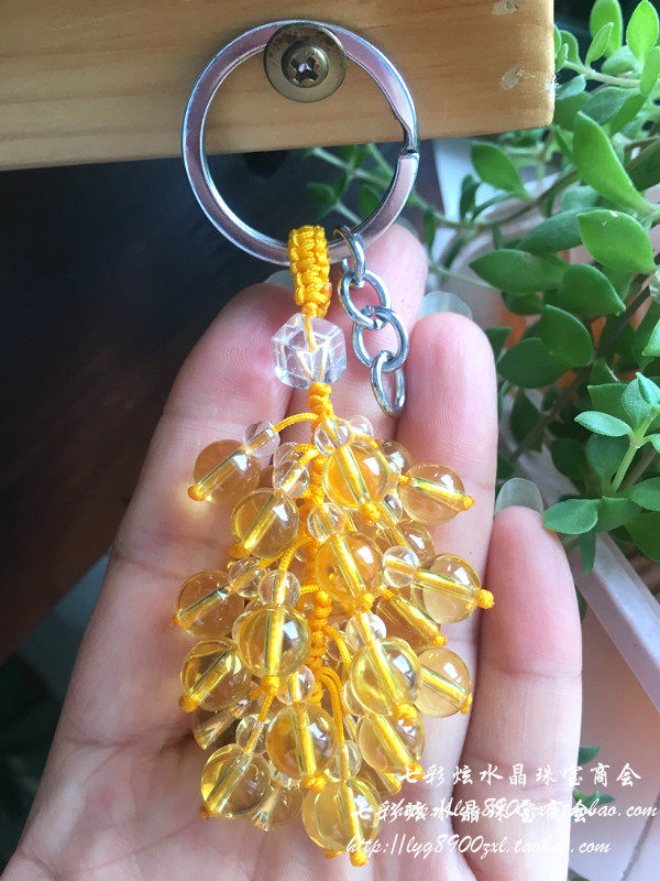 天然黄水晶葡萄手机链紫钥匙扣粉绿紫水晶手机包挂饰品七彩炫
