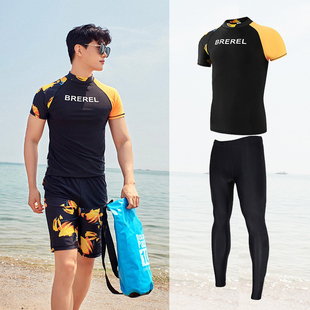 夏天潜水服男士套装防晒速干分体印花泳衣桨板帆板冲浪浮潜水母服