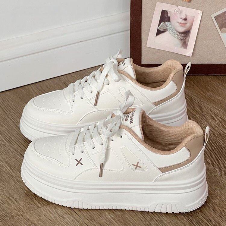 时尚厚底小白鞋女款2025新款夏季增高板鞋爆款百搭休闲鞋运动女鞋