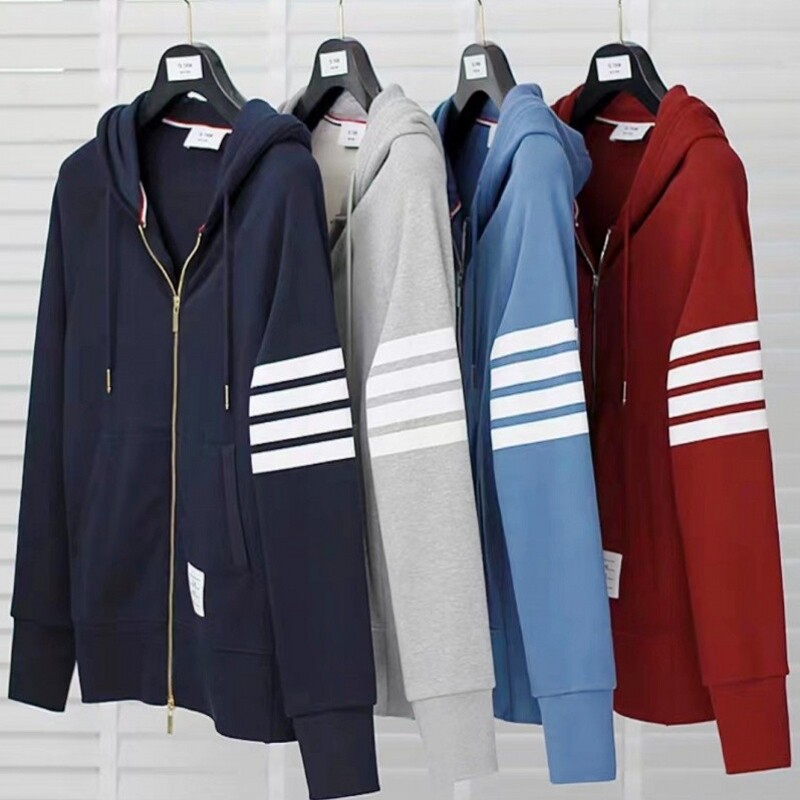 秋冬季tb卫衣男女拉链开衫连帽衫纯棉修身休闲运动服情侣装外套潮