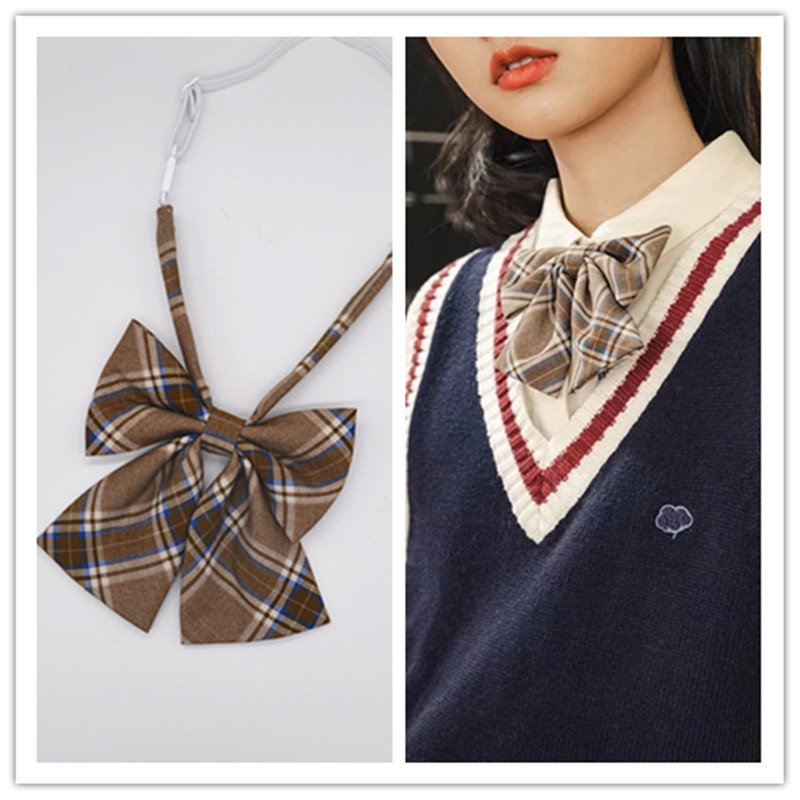 包邮JK学生棉布格子领花学院风校服配饰蝴蝶结复古女生衬衫领结